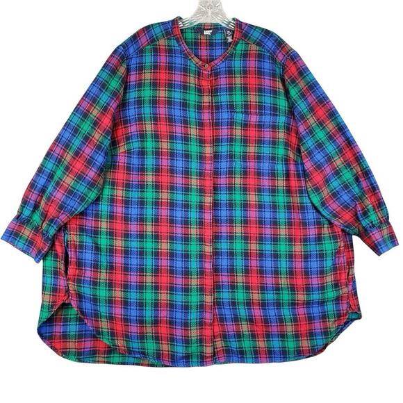 Lands End Shirt Long Sleeve Women’s Plus Size 3X Plaid Multicolor Button Up - Picture 2 of 10